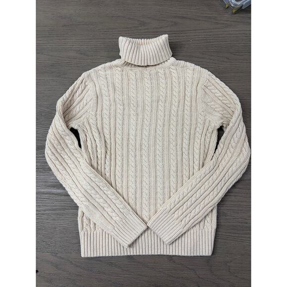 Jeanne Pierre Cream Cable Knit Turtleneck Sweater Women’s Small - Picture 3 of 5